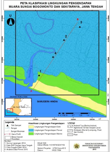 Gambar 5. Peta Klasifikasi Lingkungan  Pengendapan Muara Sungai Bogowonto dan 