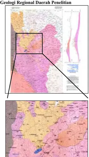 Gambar 2.1 Peta Geologi daerah Gunung Arjuno Welirang dan wilayah  fokus penelitian 