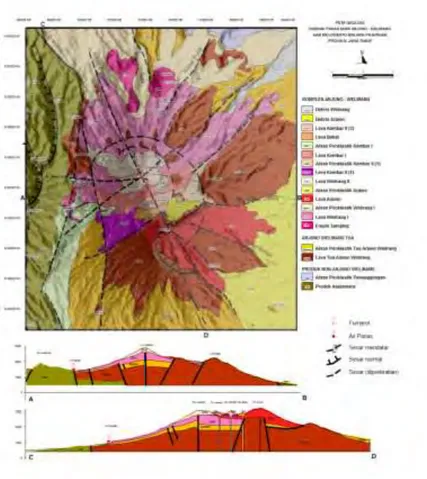Gambar 2.2 Komponen satuan batuan dan struktur geologi Komplek  Gunung Arjuno-Welirang 