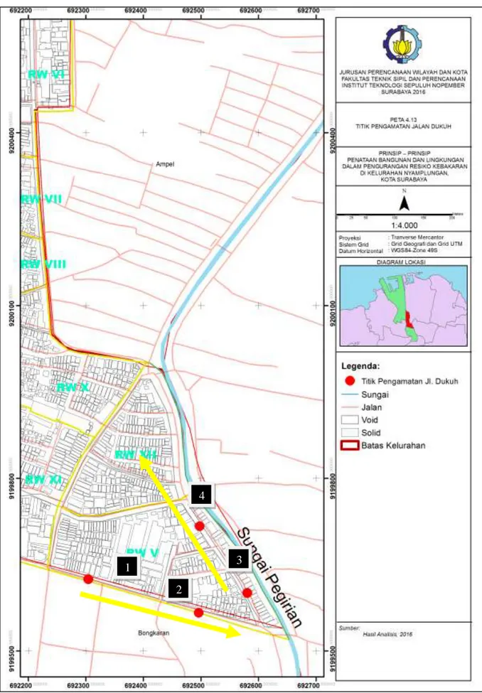 Gambar 4.13 Titik Pengamatan Jalan Dukuh di Kelurahan Nyamplungan Sumber: Survei Lapangan, 2016 