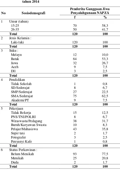 Tabel 4.2 Distribusi Proporsi Sosiodemografi Penderita Gangguan Jiwa 