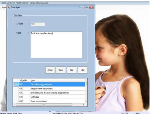 Gambar 6. Tampilan Form Input Gejala 