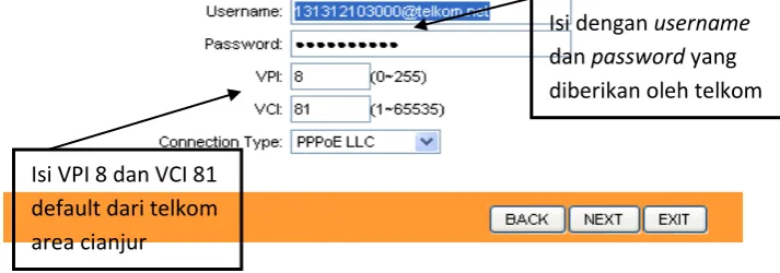 Gambar 2.15. menu PPPoE/PPPoA setelah diisi 