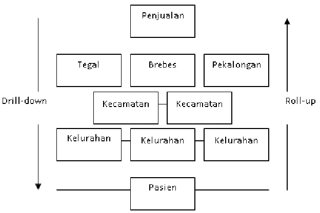 Gambar 2.5 Analisis Drill-down dan Roll-up (Chuck Ballard, 1998) 
