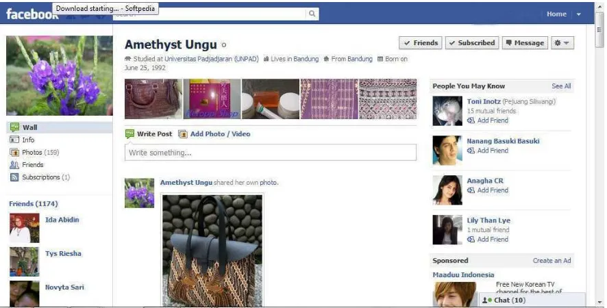 Gambar 3.1 Online Shop Toko Butik Amethyst Ungu pada Jejaring Social 