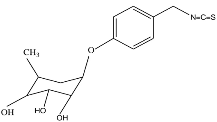 Gambar 4.1  Struktur 4-alfa-4-rhamnosyloxy-benzil-isothiocyanate 