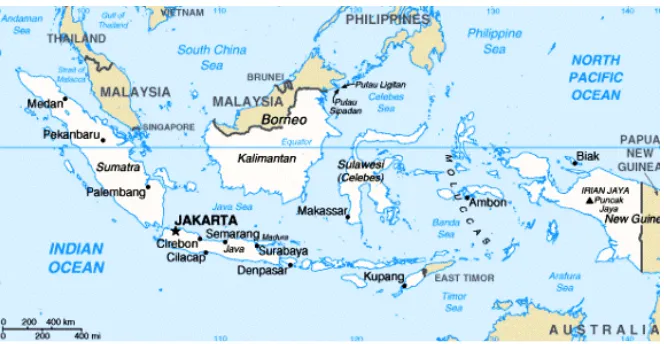 Figure 1 The map of Indonesia & Malaysia.  