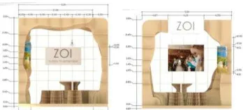 Gambar 4.6. Main entrance Desain Akhir Alternatif 1 (Curve) ukuran 3x3 meter, dan 2x3 meter 