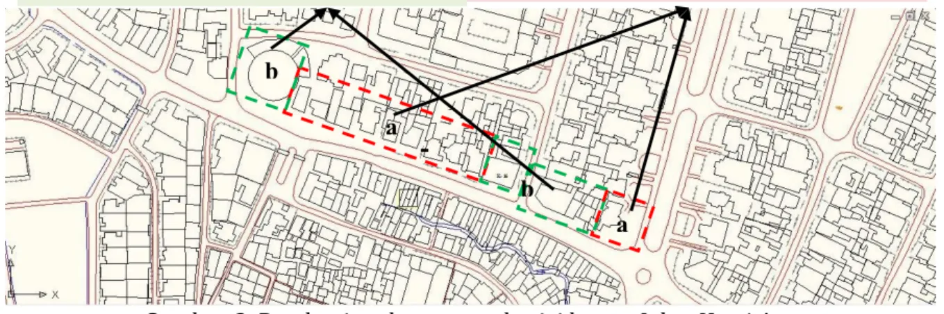 Gambar 2. Pembagian deretan pada sisi kanan Jalan Kawi Atas  (Sumber: Diolah dari Peta Garis Kota Malang) 
