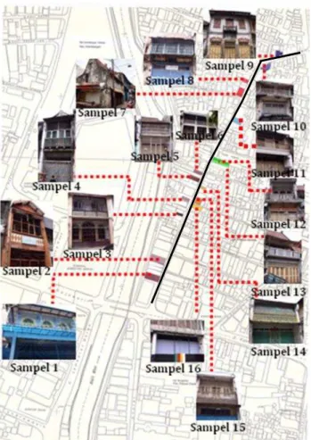 Gambar 3. Peta Persebaran Sampel Penelitian  (diolah dari Peta Garis Kota Surabaya, 2015) 