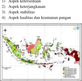 Gambar 1. Peta ketahanan dan kerentanan pangan di  Indonesia (Badan Ketahanan Pangan, 2012) 