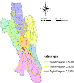 Gambar 1. Peta tingkat pelayanan jalan   Kota Bogor 