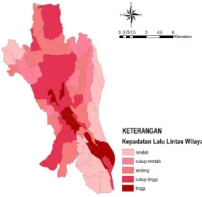Gambar 2. Peta kepadatan lalu lintas   wilayah Kota Bogor 