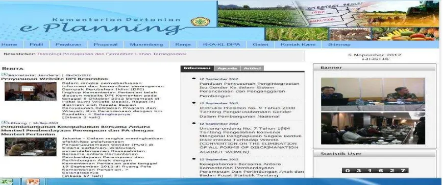 Gambar 4.1. Situs web www.pertanian.go.id/eplanning 