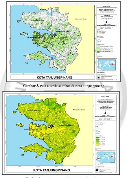 Gambar 4. Peta Penurunan Suhu Kota Tanjungpinang 