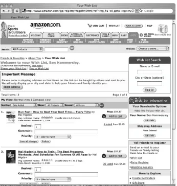 Figure 10-1. My Amazon.com wishlist page