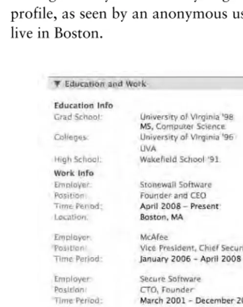 Figure 3-8. Step 3 of our experimental scam: access potential victim’sFacebook profile to gather information