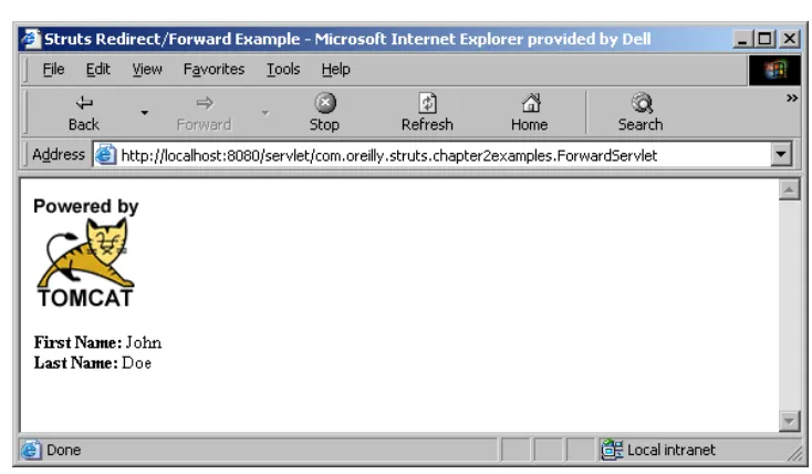 Figure 2-9. The output page when the ForwardServlet is called