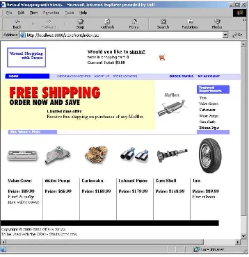 Figure 4-1. The main page of the example storefront application