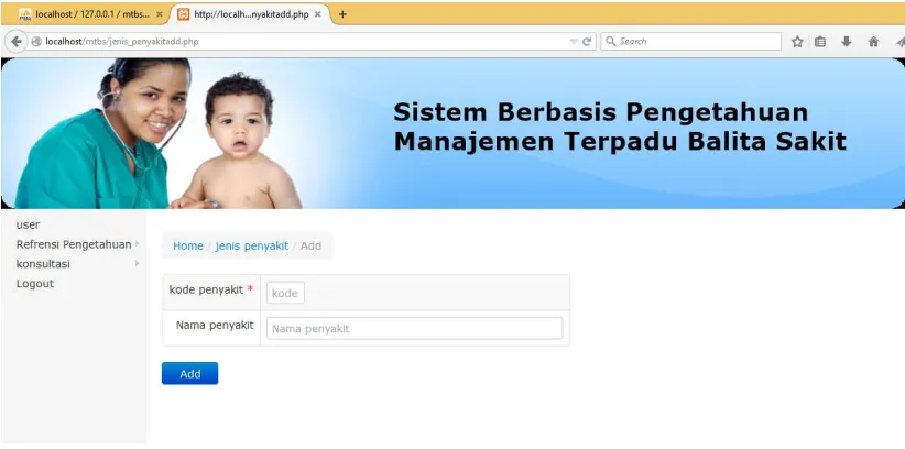 Gambar 5. Tampilan proses input data jenis penyakit 