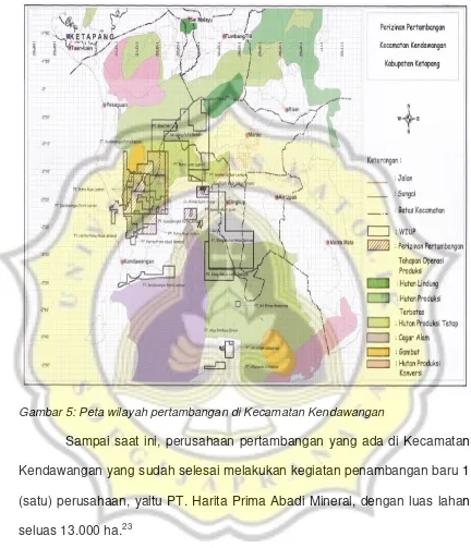 Gambar 5: Peta wilayah pertambangan di Kecamatan Kendawangan 