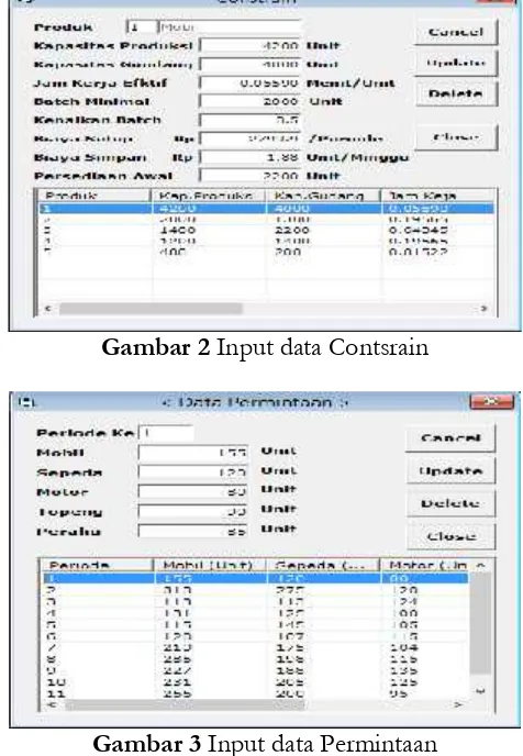 Gambar 2 Input data Contsrain