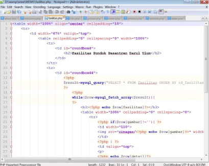 Gambar script fasilitas 