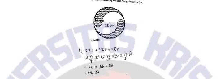 Gambar 8. Hasil Tertulis S2 Soal Keliling Gabungan Bangun Lingkaran dan Lingkaran 