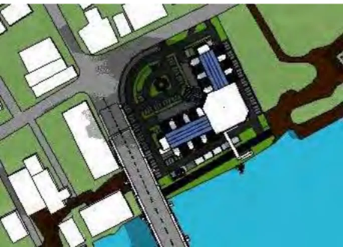 Gambar 2.2 hasil pembayangan pada site plan pada pukul 14.00 wib 