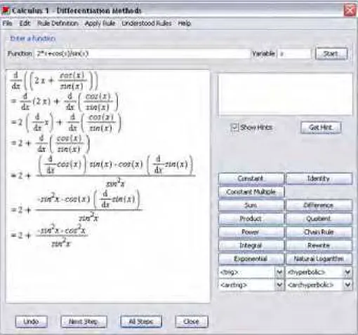 Figure 2.8: Calculus - Single Variable  →  Differentiation Methods Tutor 2.3  Context Menus