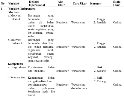 Tabel 3.2. Variabel dan Definisi Operasional 