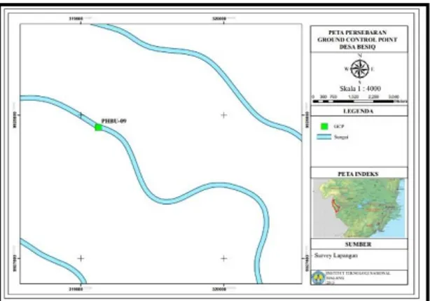Gambar 7.Sebaran pabu di Desa Besiq  Tabel 2. Daftar Koordinat GPS Geodetic di 