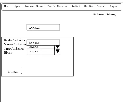 Gambar 4.10 Desain Tampilan Form Tambah Data Container  