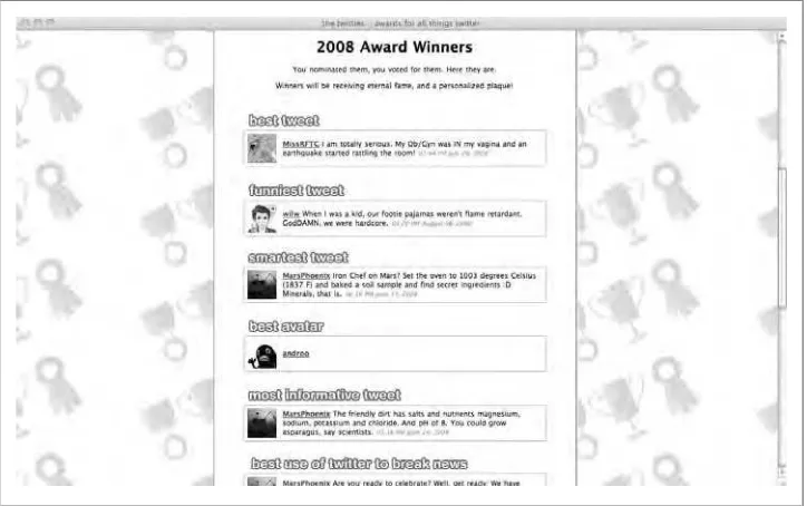 Figure 1-8. The 2008 Twitties recognized the best tweets of the year
