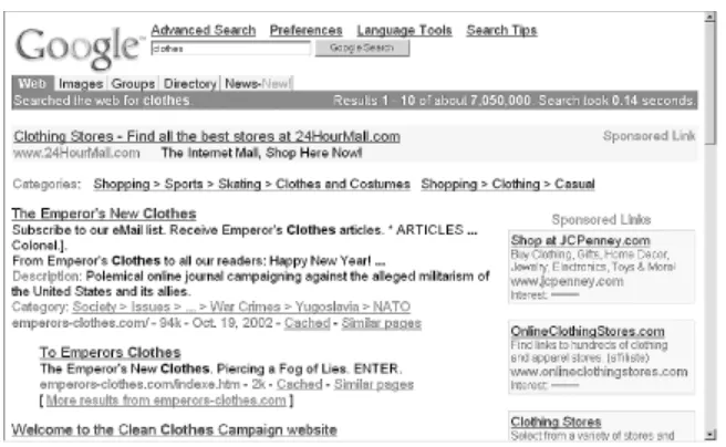Figure 1-7. Result page for "clothes" 