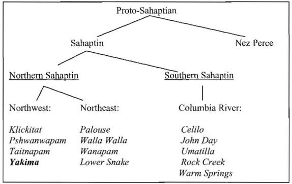 FIGURE 1.2. SAHAPTIAN LANGUAGES AND DIALECTS