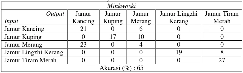 Tabel 5. Citra jamur metode One Minus Corelation 