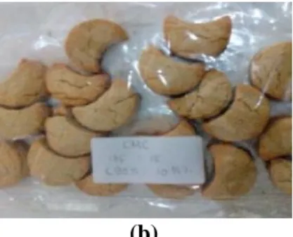 Gambar  4.  (a)  Tepung  suweg;  (b)  produk cookies substitusi tepung suweg