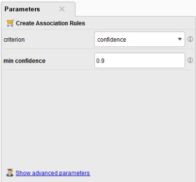 Gambar 6. Seting Parameter  Confidence di Algoritma FP-Growth 