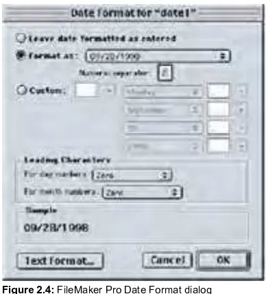 Figure 2.5: FileMaker Pro Time Format dialog