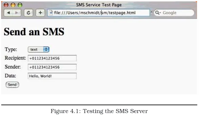 Figure 4.1: Testing the SMS Server