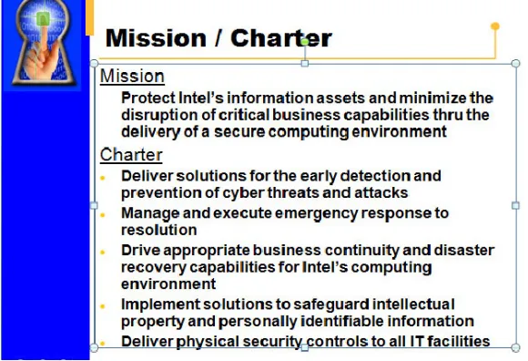 Figure 1-2a. How the mission of Intel’s Information Security Group has changed: the mission and priorities in 2003