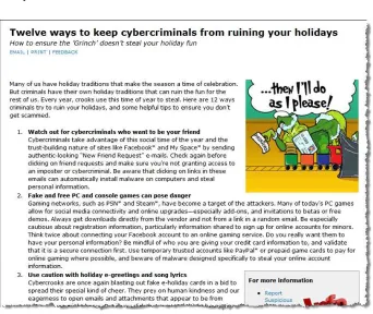 Figure 5-2. Some of Intel’s internal security-related articles for employees include a personal aspect, to encourage secure behavior both within and outside the workplace