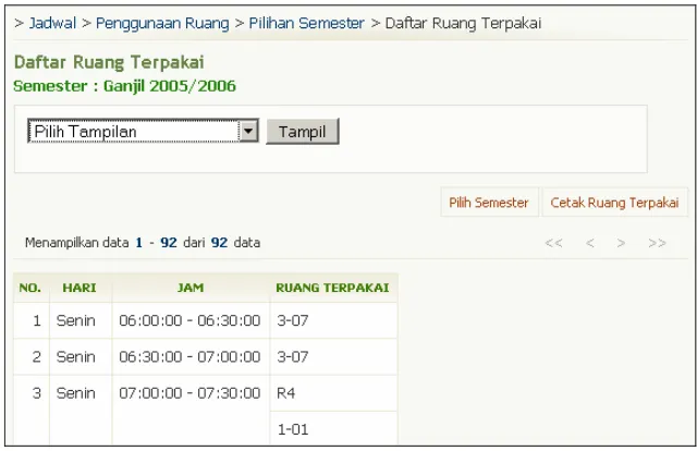 Gambar 23. Halaman Daftar Ruang Terpakai 