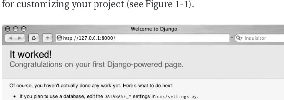 Figure 1-1. Django welcome screen