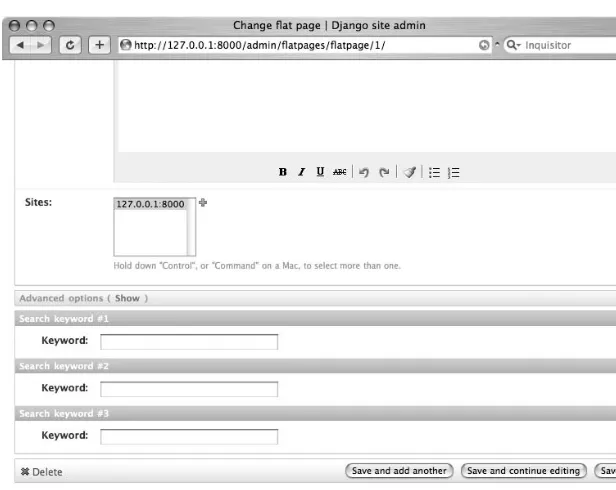 Figure 3-3. Search keywords being edited inline, alongside a flat page