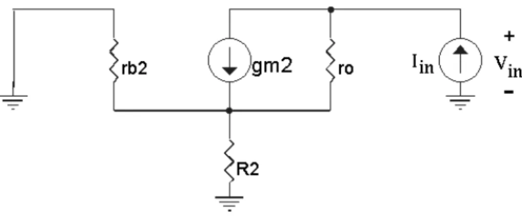 Figure 3.8 Simplified small-signal equivalent circuit for the Widlar current mirror.