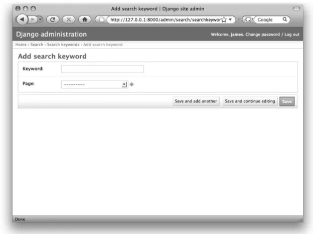 Figure 3-2.  The default admin form for a search keyword