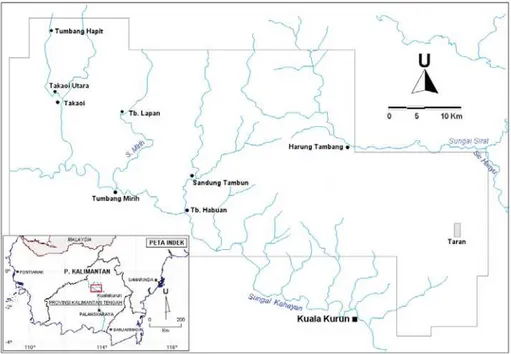 Gambar 1. Peta lokasi daerah Taran, Kabupaten Kapuas, Propinsi Kalimantan Tengah.