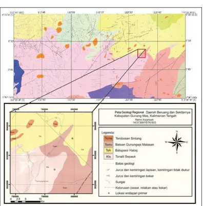 Gambar  5.  Peta Geologi Regional Daerah Penelitian (Margono et.al.,1995)  2. Metode Penelitian 